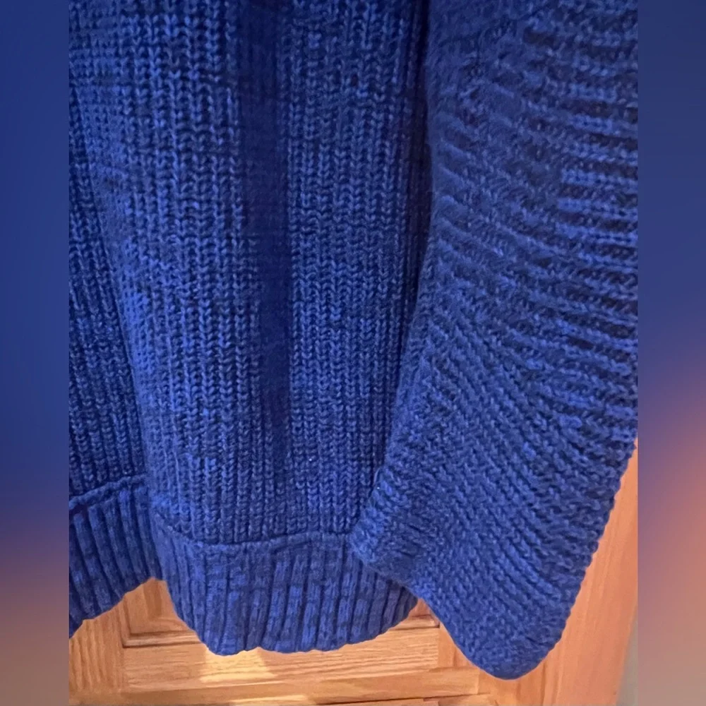 Free People High Hopes Chunky Knit Open‎ Front Cardigan in Blue Combo Size Large